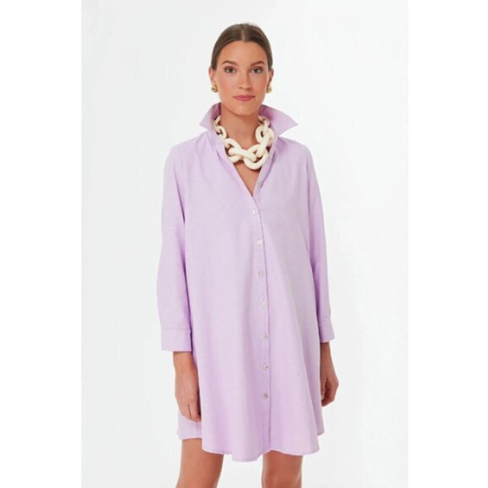 Tuckernuck Pomander Place Oxford Harris Shirt Dress Women's XXXL Lavender Preppy
